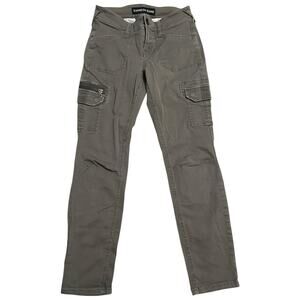 Express Jeans Women’s Size 0 Green Stella Low Rise Cargo Pants Ankle Skinny Y2K